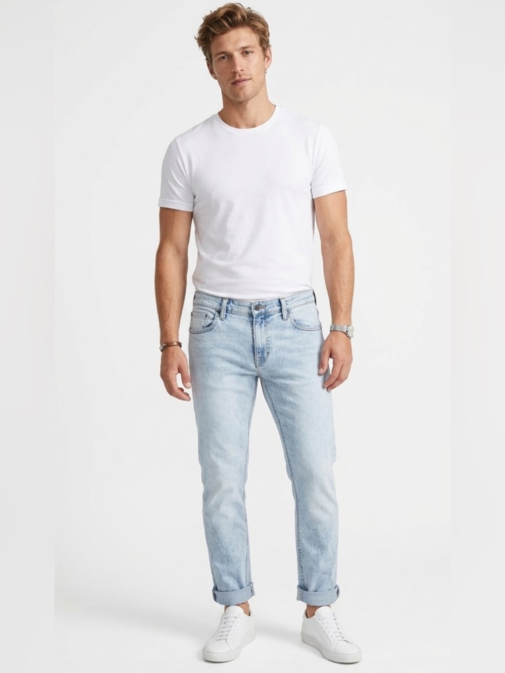 Rollas' Rollies Slim Rolled Light Wash Blue Skinny Jeans Size 33 Denim Casual